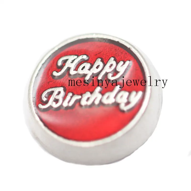 10pcs  Mesinya Red Happy Birthday Custom Floating Charms For Glass Locket