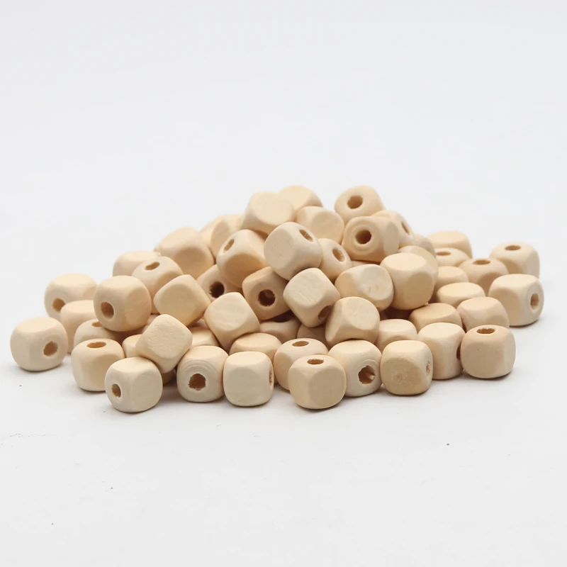 100Pcs Natural Color Wood Beads 8/10mm Square Wood Spacer Beads For Jewelry Making DIY Bracelet Necklace Handmade Accessories