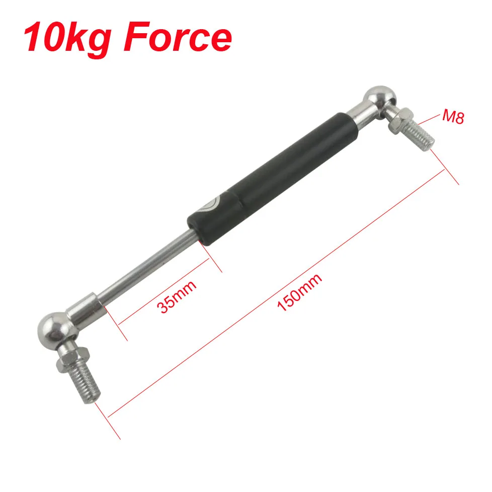 2pcs 150mm Hole Center Furniture Gas Spring 35mm Stroke 10Kg Force Ball Gas Strut Shock Spring 35mm x 150mm Gas Damper