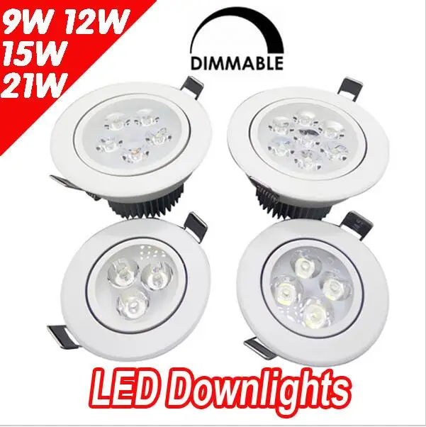 

New 9 12 15 21W good quality lowest price dimmable led downlight lighting lamp AC110V 240V led cabinet light 20pcs/lot lights