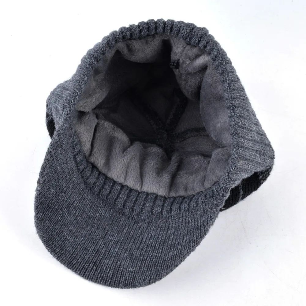 Unisex Knitted Baseball Cap Women Winter Knit Skullies Hat For Men Add Velvet Thick Outdoor Sports Warm Chapeu Masculino