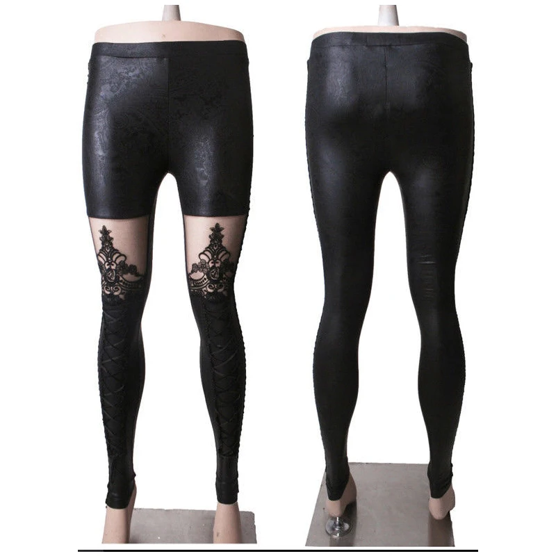 Punk Rave KERA Gothic embossed decorative pattern Strechy leggings Pants Steampunk Women fashion K144