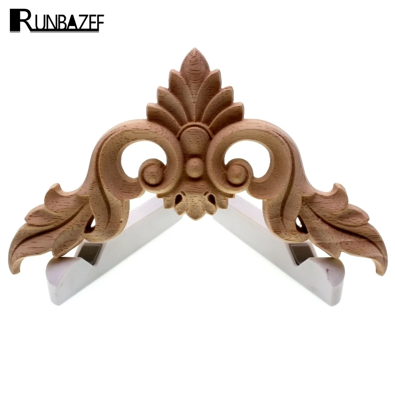 RUNBAZEF Wood Carving  Flower of European Furniture Door Small Home Decoration Crafts Figurines Miniatures Accessories