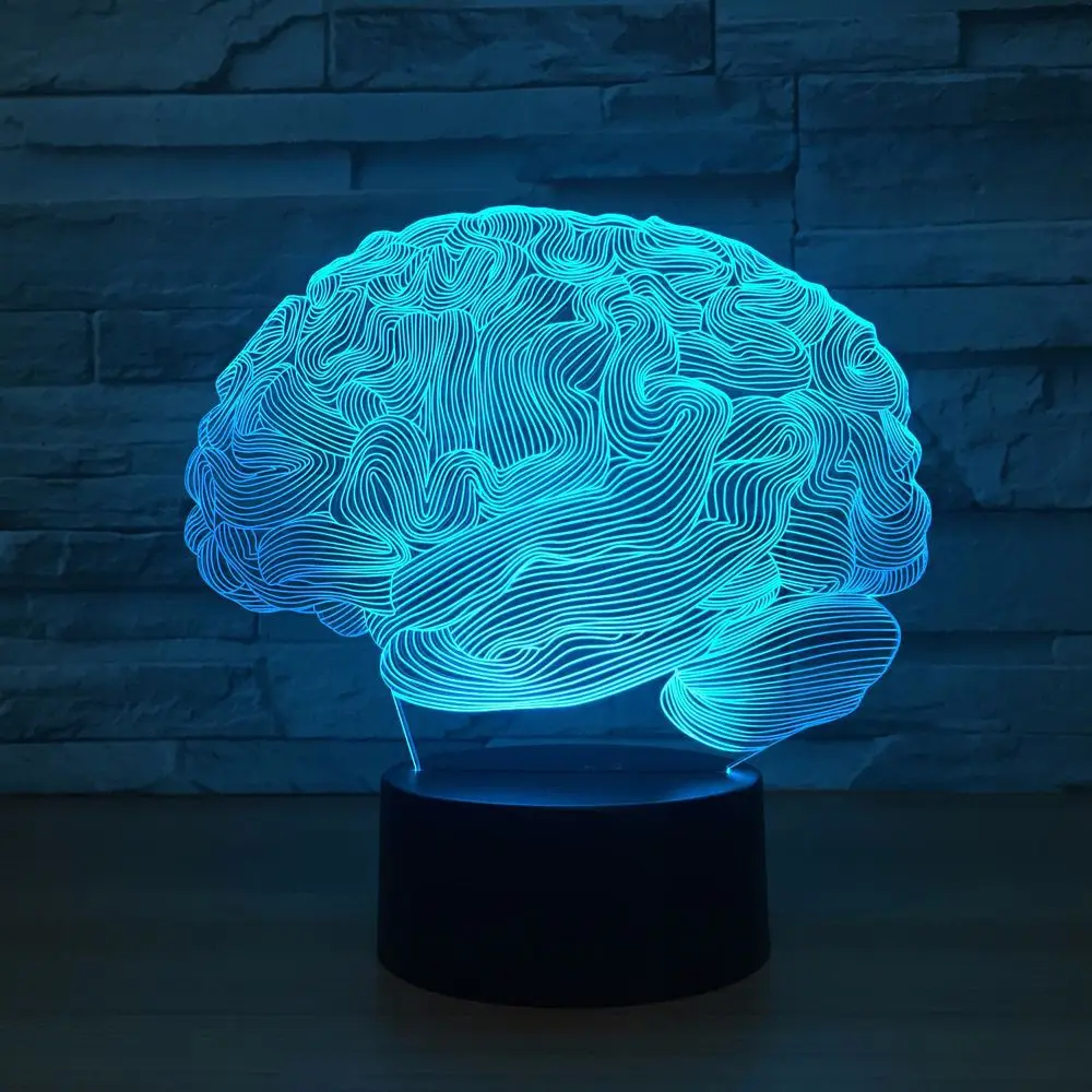 Brain Carebellum USB Novelty Light 3D Optical Illusion Lamp 7 Color Changing Nightlight Touch Desk Table Light Home Office Decor