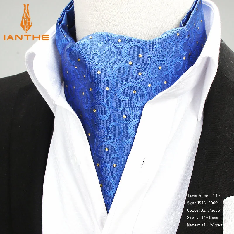 2018 Brand New Polyester Jacquard Men\'s Vintage Floral Jacquard Mens Cravats Novelty Wedding Slim Ascot Tie For Men Neckties Tie