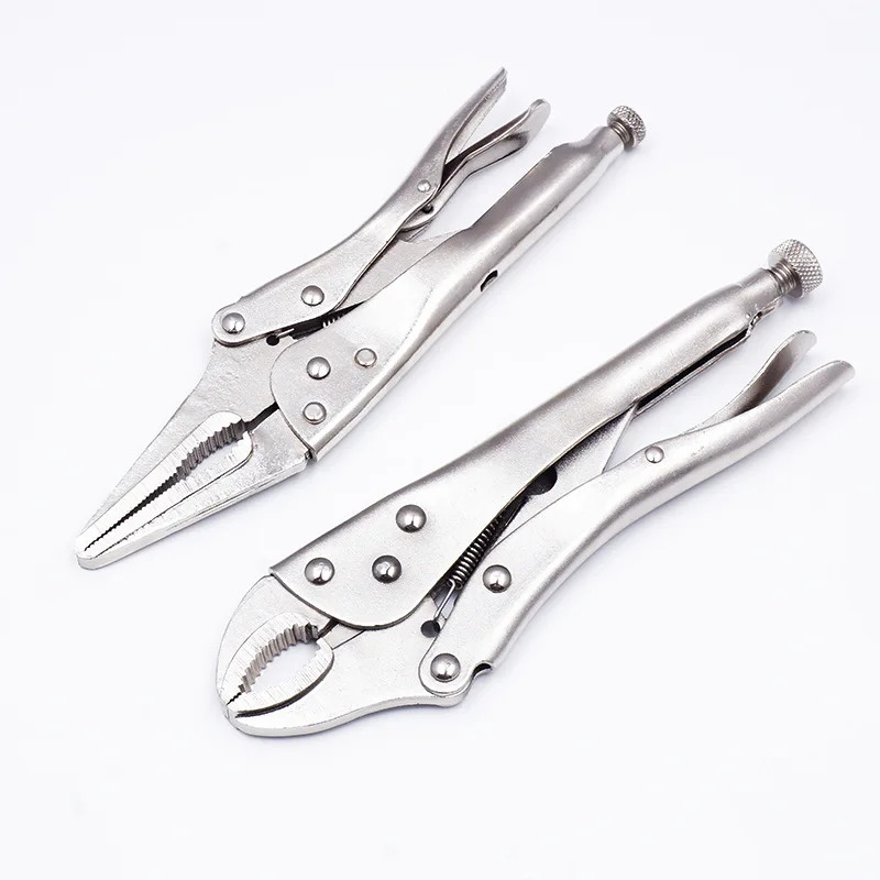 2pcs/set 5''/7'' Locking Pliers Round And Flat Mouth Straight Jaw Multitool Vice Grips Pliers Set Hand Tools