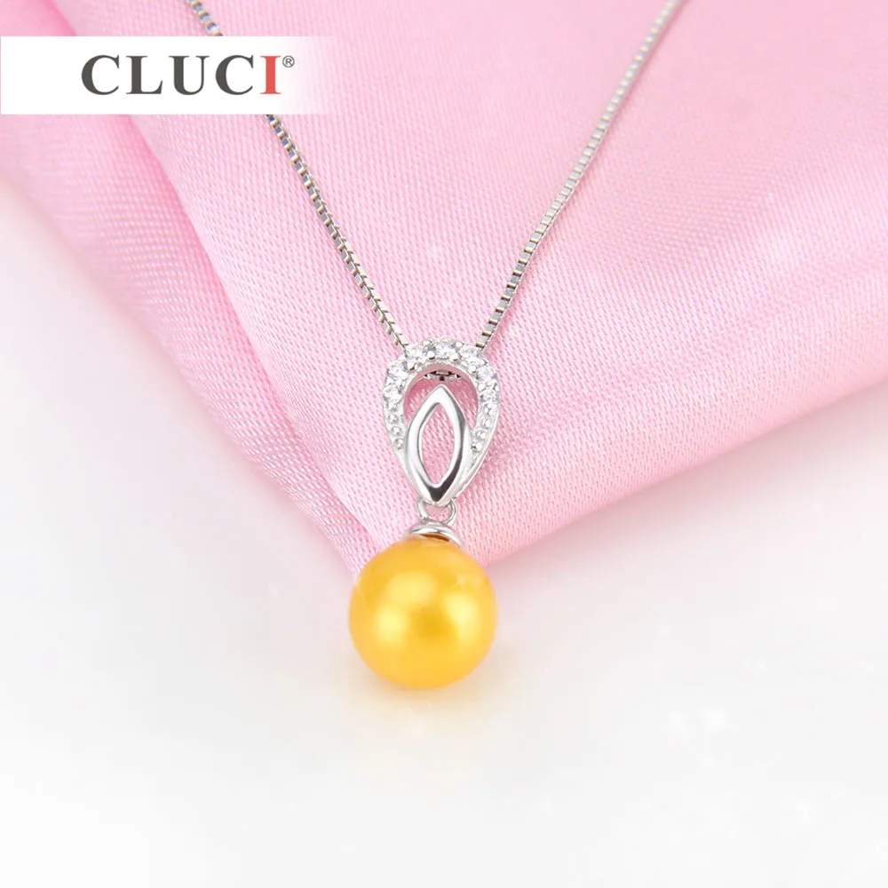 CLUCI 925 sterling silver Tiny crystal Pendant accessary for pearl necklace making, fit 7-8mm pearl,  Women Fine Jewelry SP236SB