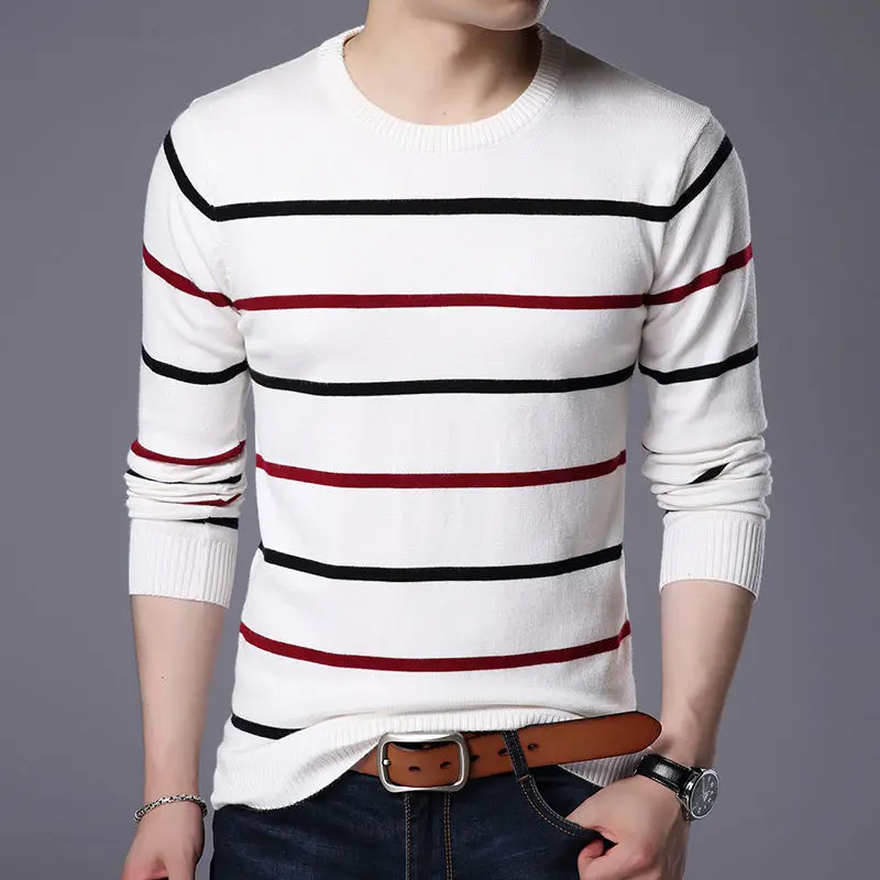 Pullover Men Brand Clothing 2023 Autumn Winter Wool Slim fit Sweater Men Casual Striped Pull Jumper Men