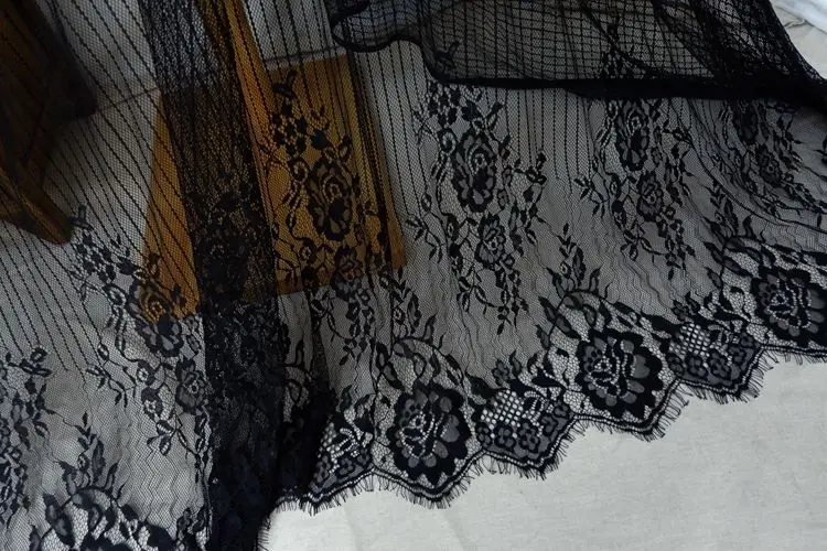 High quality export vertical eyelash lace fabric DIY skirt dress accessories Vertical bar lace fabric