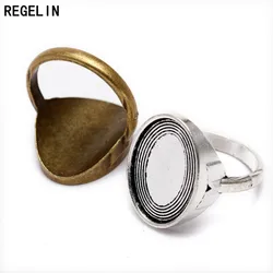 REGELIN Ring Accessories Antique Silver/antique bronze Ring Cabochon Base 20pcs inner size 18x13mm Fit Jewelry Making Findings