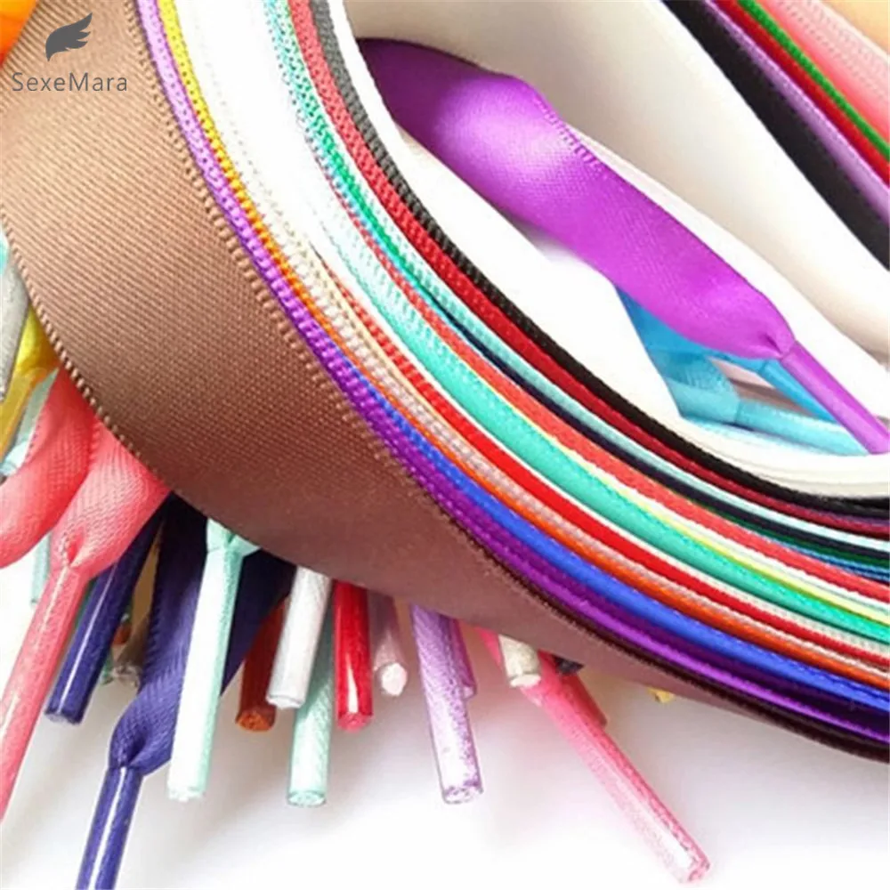 2PAIR Fashion 120CM Flat Silk Ribbon Shoelaces Shoe Laces Sneaker Sport Shoes Lace Camping Shoelaces Growing Canvas Strings