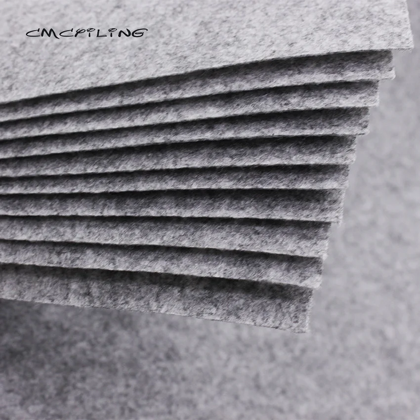 CMCYILING Gray Felt Fabric For Needlework Scrapbooking  Bag Crafts 1 mm Thickness Polyester Cloth Felts Sheet  30*30cm