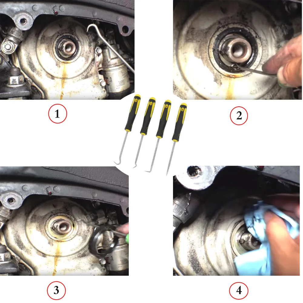 WHDZ  Durable Car Hook Craft Hand Tools 4Pcs  Oil Seal O-Ring Seal Remover Pick Set