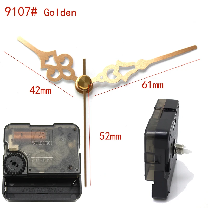 Su HS88 Silent Plastic Mechanism For Wall With 9107 Gold Hands Accessory Diy Quartz Clock Movement