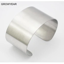 Wide Matte Silver Color Cuff Bracelet Bangle Stainless Steel Fashion Jewelry For Women Men