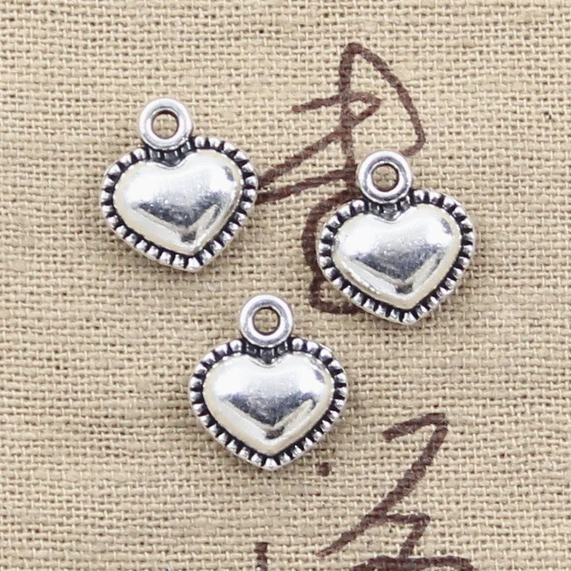 12pcs Charms Lovely Heart 13x12mm Antique Tibetan Silver Color Pendant Findings Accessories DIY Vintage Choker Handmade Jewelry