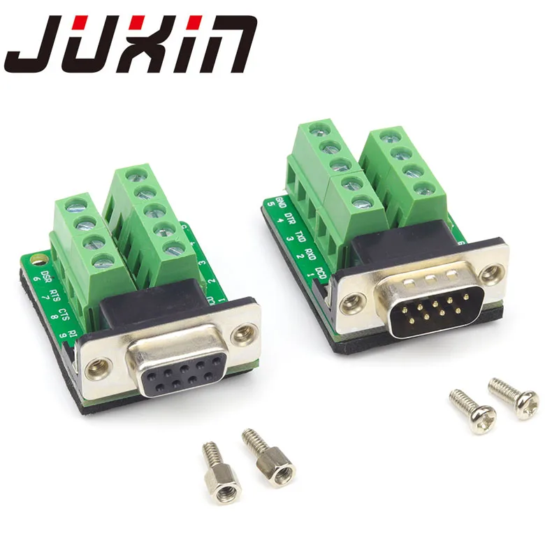 2PCS RS232 Serial Terminal DB9 Female  Connector Signals Terminal Module DB9 nine pinhole RS485 male and female D-SUB9PIN