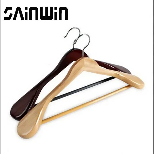 2pcs/lot  45cm Men Wood Coat Hanger Hight Quality Solid Wooden Hangers For Clothes Big Suit Clothes Pegs