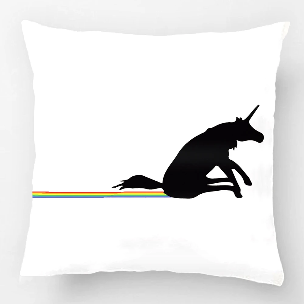 Funny Unicorn Pooping Rainbows Throw Pillows Wedding Decorative Cushion Cover Pillow Case Customize Gift For Car Sofa Pillowcase