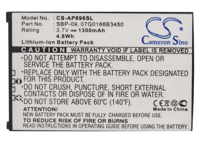 Cameron Sino 1300mah battery for ASUS  MyPal A686  A696  A626