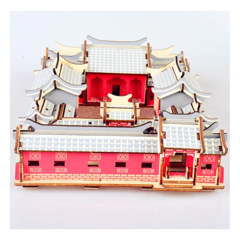 لتقوم بها بنفسك نموذج اللعب ثلاثية الأبعاد لغز خشبي بكين رباعي مجموعات خشبية لغز لعبة تجميع اللعب بنة الاطفال اليدوية p49