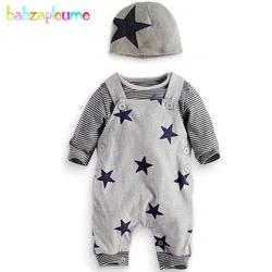 2Piece Set Spring Fall Toddler Boy Outfits Korean Casual Cute Stripe Long Sleeve Tops+Overalls Baby Clothing Kids Clothes BC1564