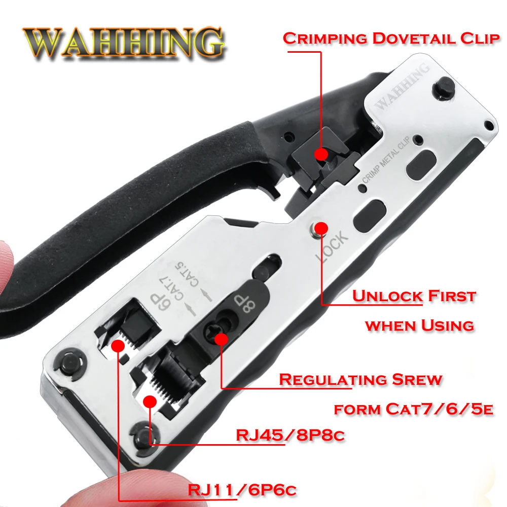 Multifunctio Crimp Metalen Clip RJ45 Tool Netwerk Crimper Krimpgereedschap Voor Cat7 Cat6 Cat5e Cat5 STP Stekkers RJ45 Connector Kabels