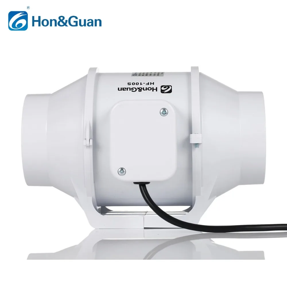 Hon&Guan 4\'\' Silent Inline Duct Fan Kitchen Hood Ventilation Outlet  Exhaust Ventilator Bathroom Air Extractor Booster HF-100S