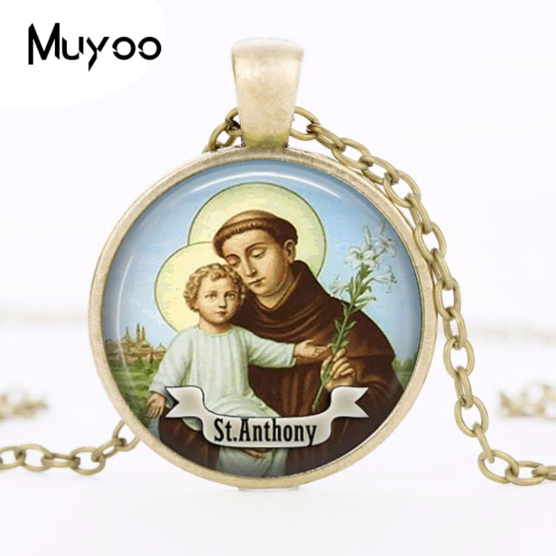 St Anthony Logo Pendant Necklace Art Handmade Vintage Bronze Chain Choker Statement Necklace Women Jewelry Gift HZ1