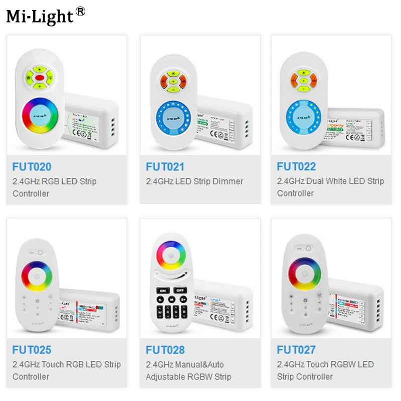 

Miboxer 2.4G FUT020/FUT021/FUT022/FUT025/FUT027/FUT028 LED Strip Dimmer Touch Dual White/RGB/RGBW LED Strip Controller