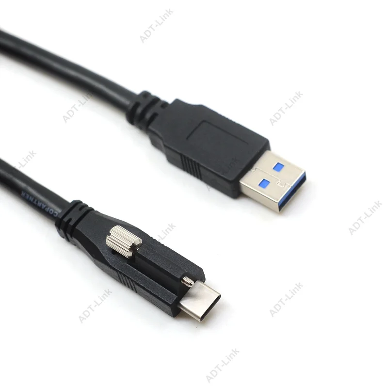 1.2M 4FT USB 3.1 Type-C USB-C Locking Connector to Standard USB 3.0 Data Cable With Panel Mount Screw