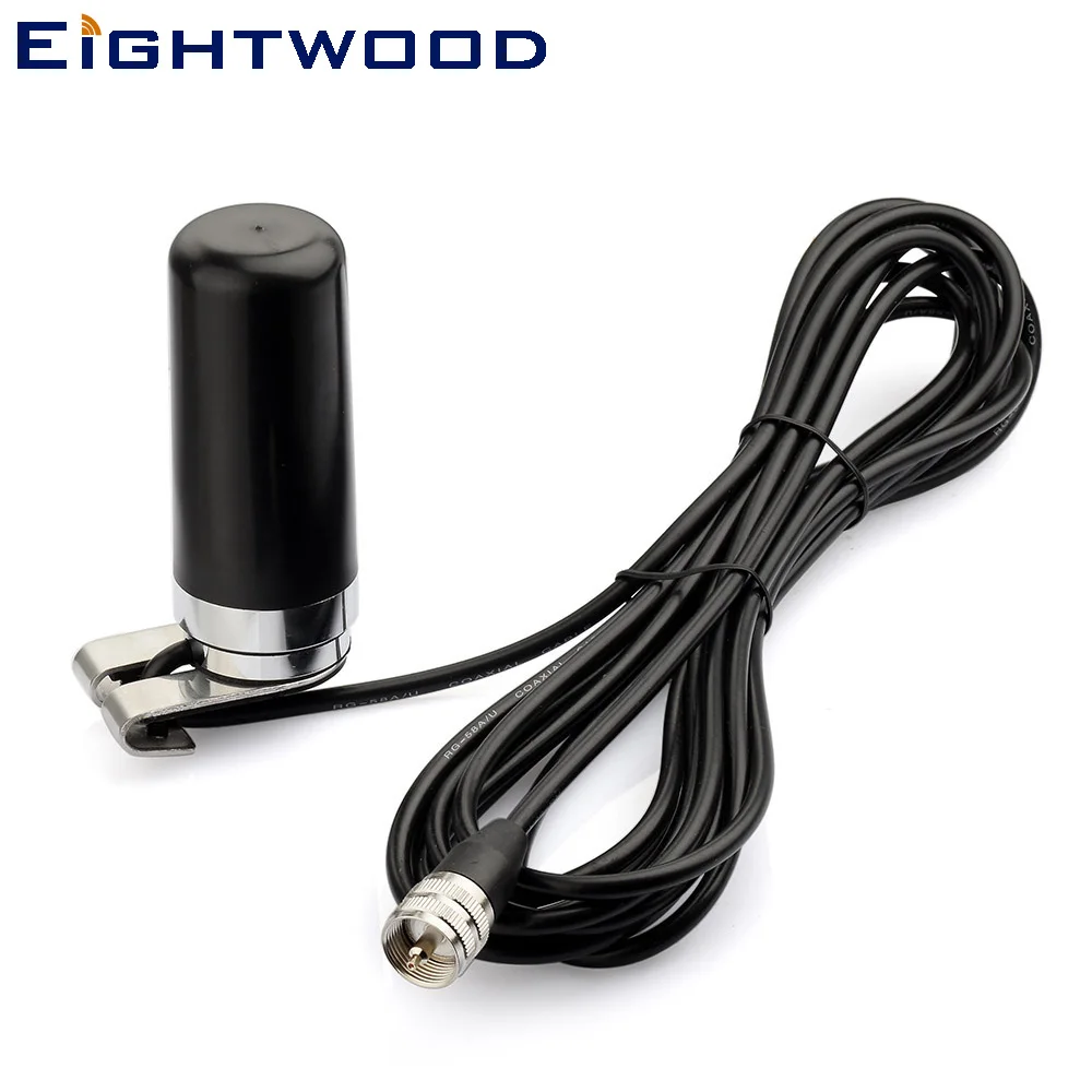 Eightwood Dual Band Car Two Way Radio Antenna NMO Mount UHF Connector RG58 Cable 5m for Yaesu Vertex Kenwood Mobile CB Radio