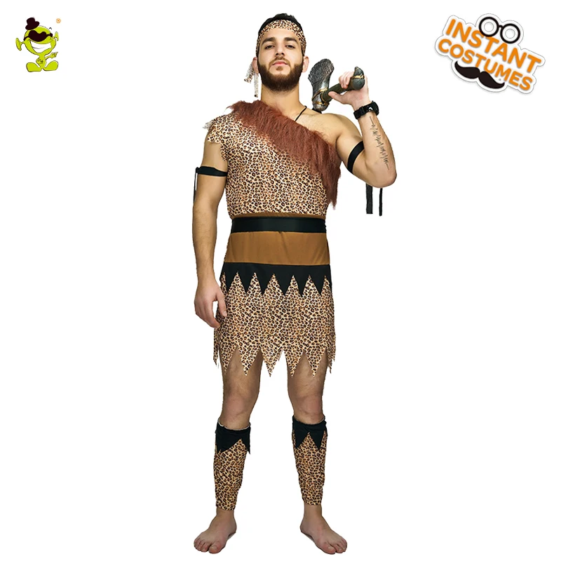 

Ancient Caveman Costume Primitive Stone Age Original Life Halloween Role Play Men's Caveman Costumes