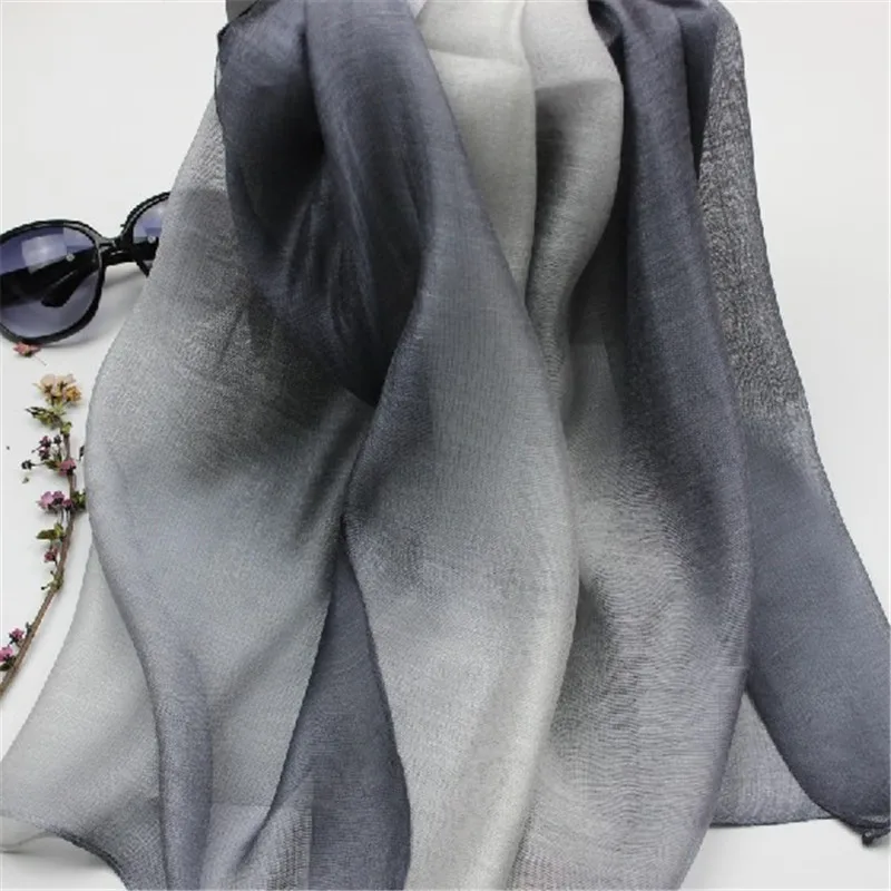 LaMaxaPa 2018 New Fashion Summer/Autumn Solid Gradient Women/Lady Real 100% Silk Scarf Thin Shawls and Wrap Long Female Echarpe