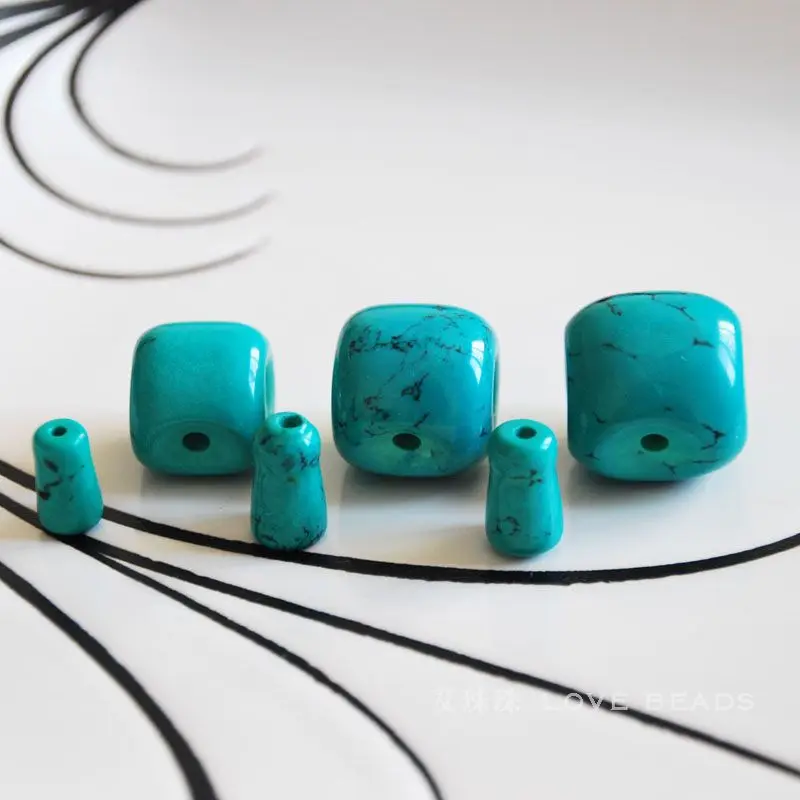 wholesale natual green blue turquoise three holes beads tibet ghuru guru loose beads jewelry making DIY for women