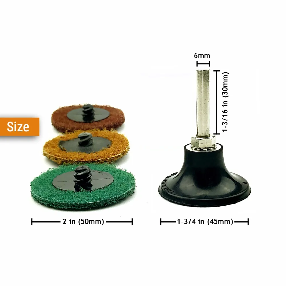 15PCS 2 Zoll (50mm) rolle Lock R-Typ Schnell Ändern Discs + 6mm Schleif Pad für Metall Oberfläche Klimaanlage Die Grinder Zubehör