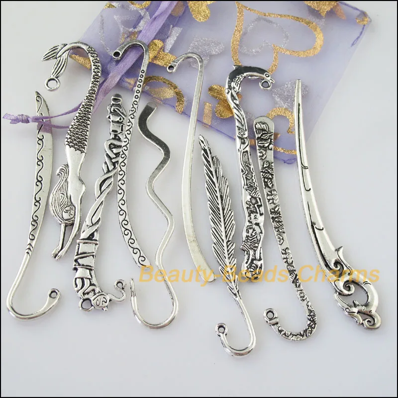 10Pcs Tibetan Silver Color DIY/ Bookmarks Mixed Charms Connectors