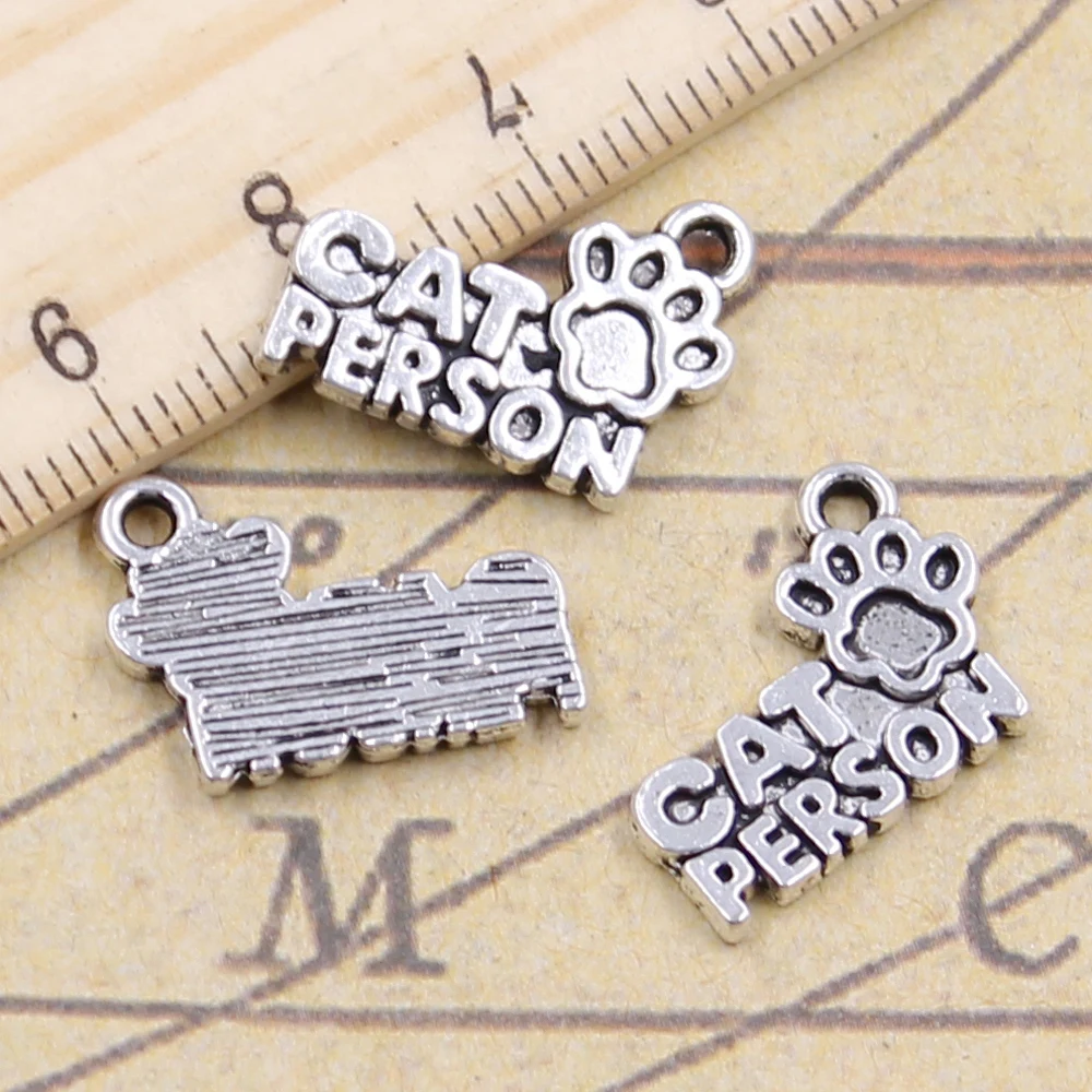 20pcs Charms Cat Person Friend Forever 13x18mm Tibetan Silver Color Pendants Antique Jewelry Making DIY Handmade Craft