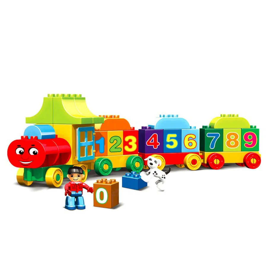 50pcs Duploed Number Train Large particles Building Blocks Train Number Bricks Educational Baby City Toys For Children Gift