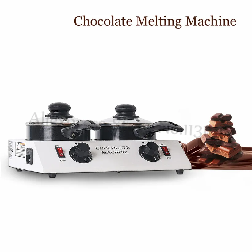 2 Pots Electric Chocolate Melting Machine Bakery Fondue Hot Butter Handmade Soap Melter Wax Warming Machine DIY Chocolate Tool