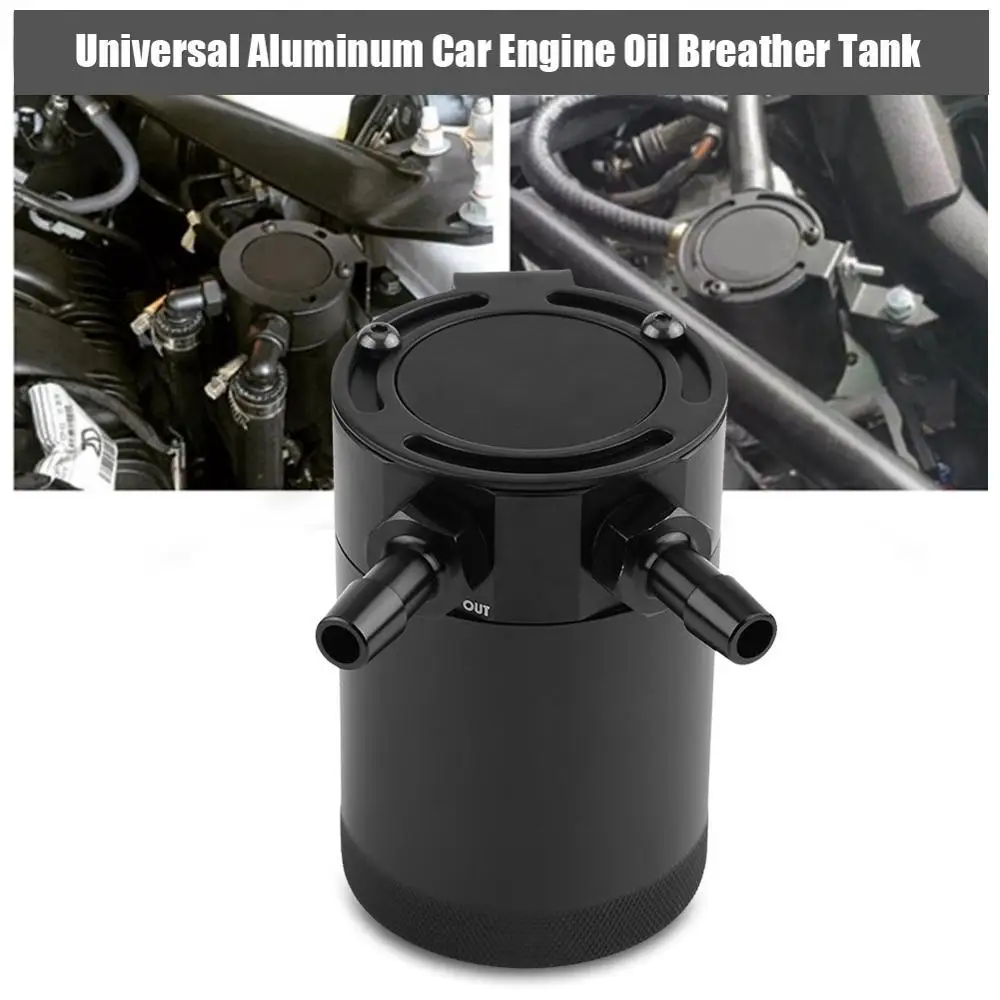 Universal 300ml Two hole Oil Catch Can Compact Baffled Aluminum Reservoir Oil Catch Tank 2-Port Fuel Tank breathable Kettle