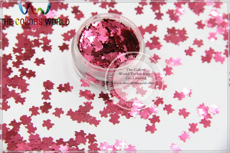 

Solvent Resistant Solid Rose Red Color Turtle Animal Shape Glitter for Nail Polish and DIY decoration 1Pack =50g