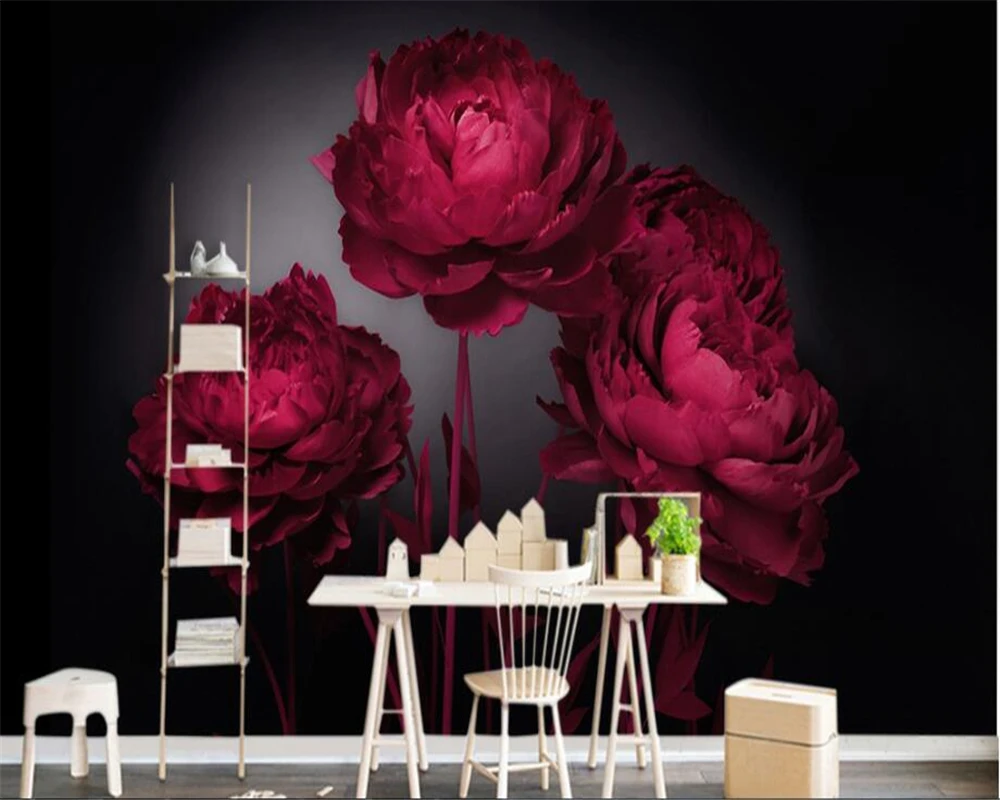 beibehang papel de parede 3d wallpaper Fantasy advanced indoor wall paper romantic personality fashion red rose TV background