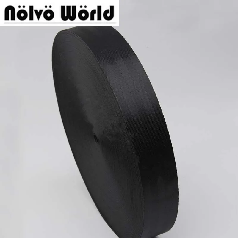 

Wide 50mm 2 inch polyester nylon pure black ribbon for handmade strap weekend bag strap seat belt