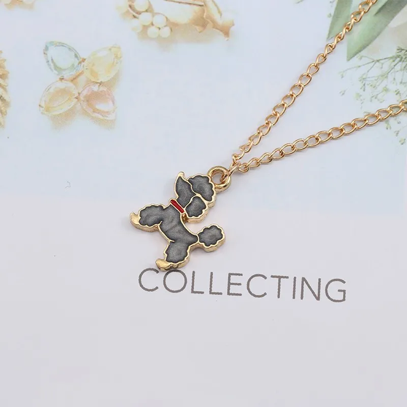 Lovely Cartoon Tiny Poodle Dog Necklace Women Fashion Enamel Puppy Necklaces Pendants Animal Jewelry For Kids Xmas Gifts