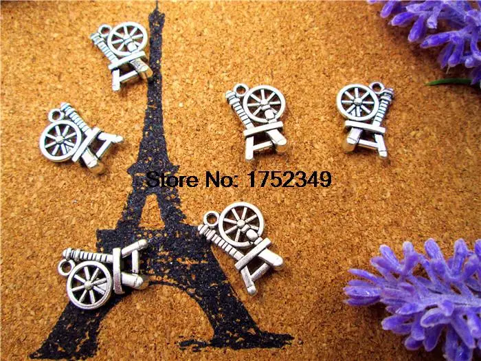 125pcs Spinning Wheel Charms pendants Tibetan Silver 20mm x14mm