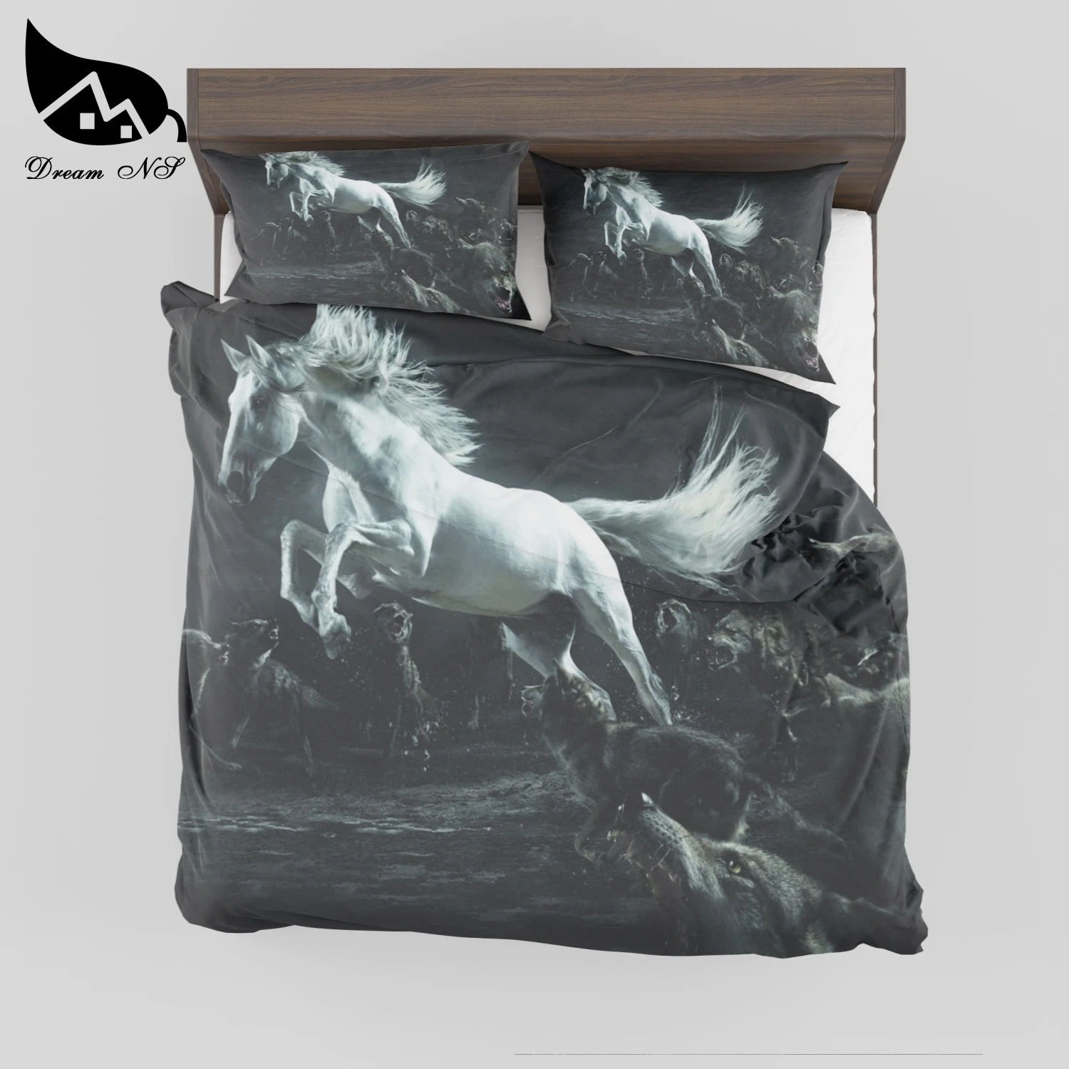 Dream NS Super soft Polyester cotton home textile products 3D effect prints Horse Comfor Quilt Duvet Bedclothes Pillowcase SMY15