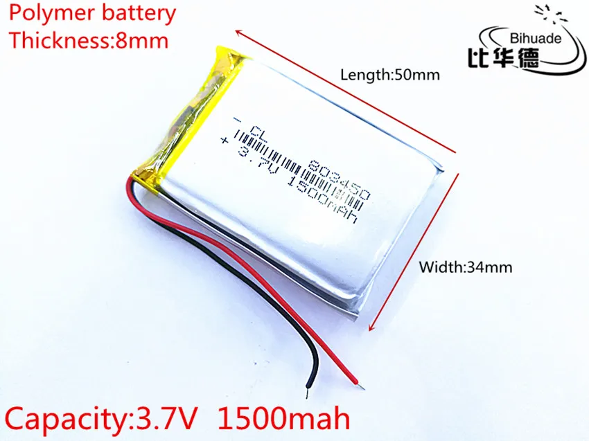 Free shipping 5pcs/lot Liter energy battery 3.7V 1500mAh 803450 Lithium Polymer LiPo Rechargeable Battery li ion cells