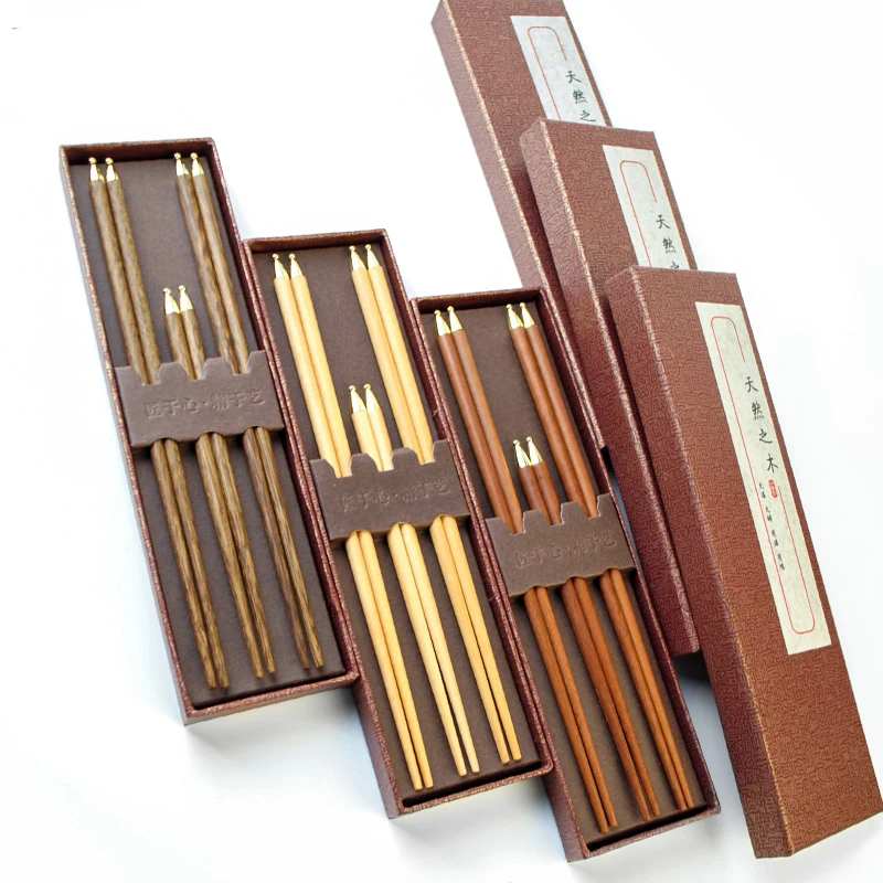 

3pair/pack Japanese Wooden Chopsticks Tableware Anti-skid Korean household Wooden Set Round Chopsticks Holder Cutlery