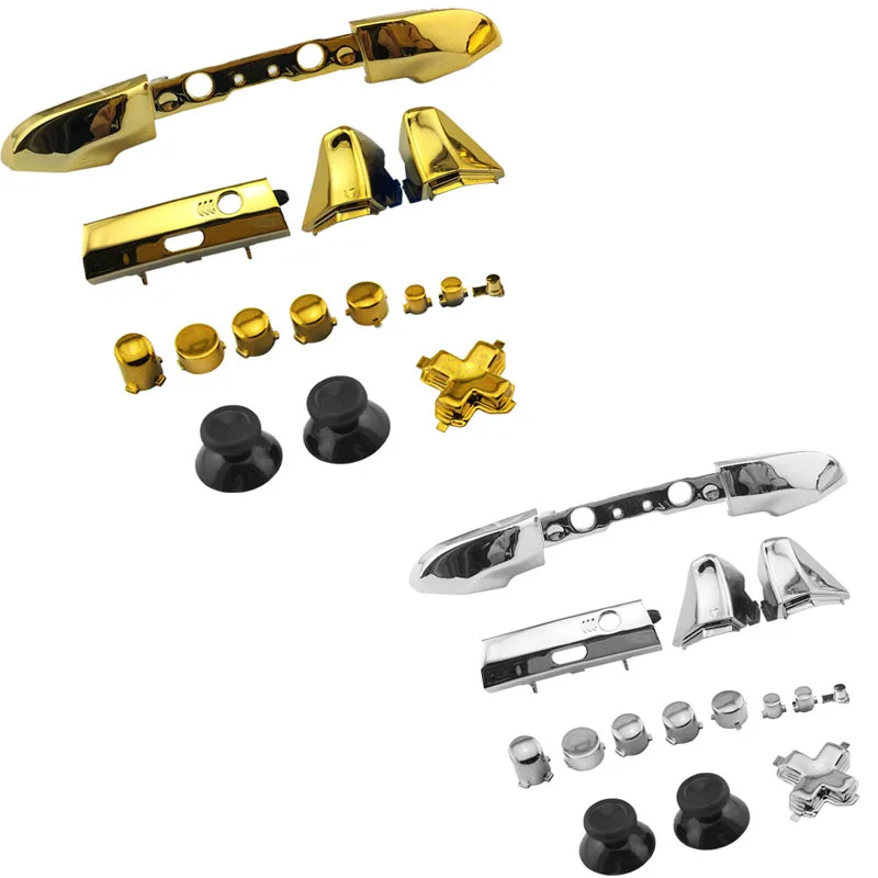Chrome Plating Full Button Set Dpad RT LT RB LB ABXY Guide ON OFF Buttons For Xbox One Slim One S 1 S Controller Gamepad Repair
